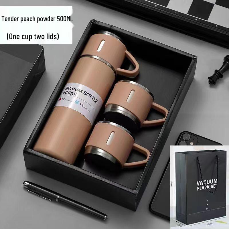 High-Capacity Insulated Stainless Steel Cup with 3 Lids - Children's Premium Gift