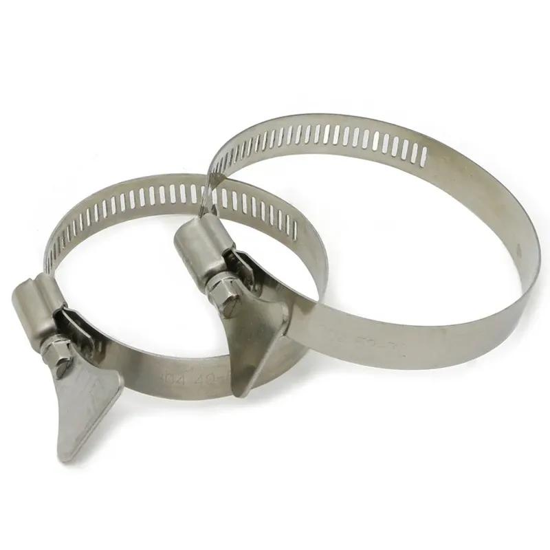 304 Stainless Steel Water Pipe Clamp Trachea Clamp Fixed Locking Clamp with Handle Throat Hoop Hand Twist Pipe Hoop Oil Pipe