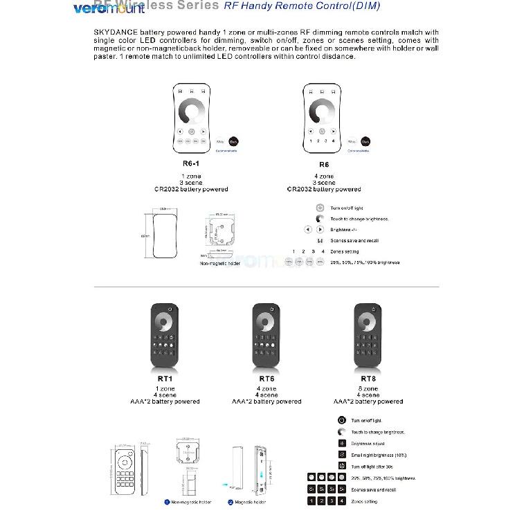Skydance V1-L 2.4G RF Wireless Remote V1-L(WT) WiFi Tuya APP + Push Dim LED Dimmer CV Controller 12V 24V 15A PWM 0-100% Stepless