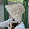 Straw Hat Female Summer Lace Tie Beach Hat, Small Fresh Seaside Outing Vacation Sunscreen Sun Hat