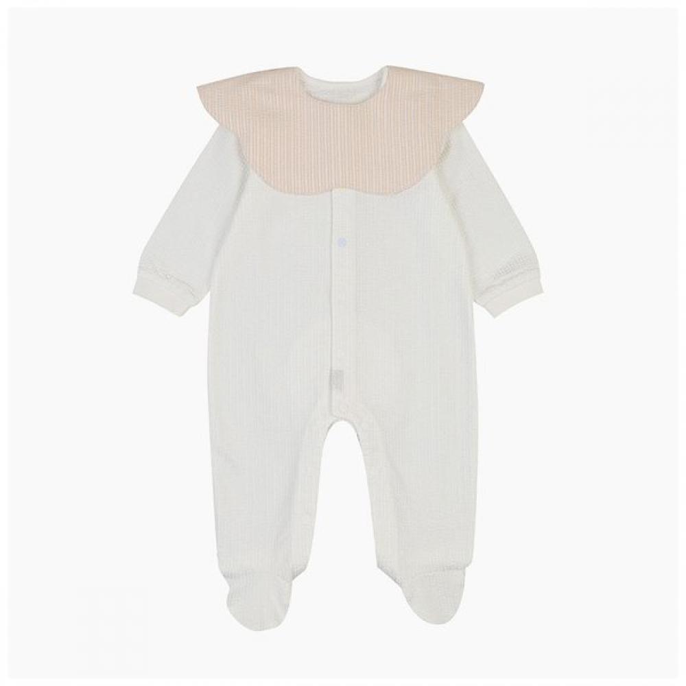 Absorba Baby Romper + Bib Set  Cotton Modal  White Ivory BACK IVORY/70 (0-3M foot wraps)