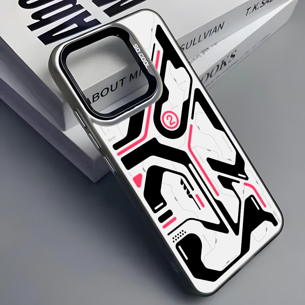 Cool Mech Mechanical Cyber Phone Case For iPhone 16 15 14 13 12 11 Pro Max Grey Black Matte Laser Metallic Aurora Funda