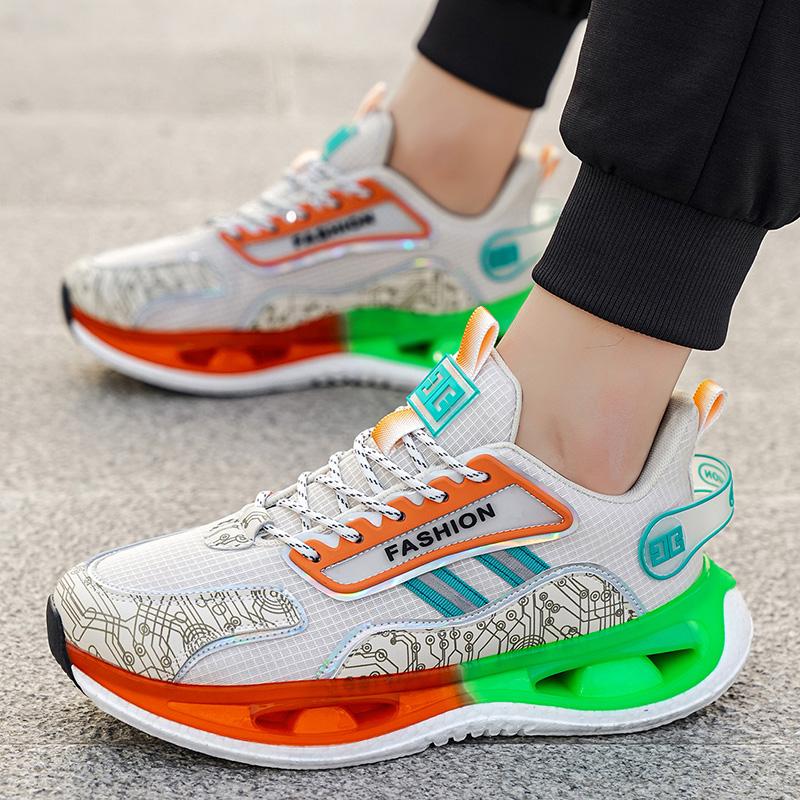 Men's shock-absorbing light casual sneakers spring summer soft-sole breathable outdoor racing running shoes student speed sports