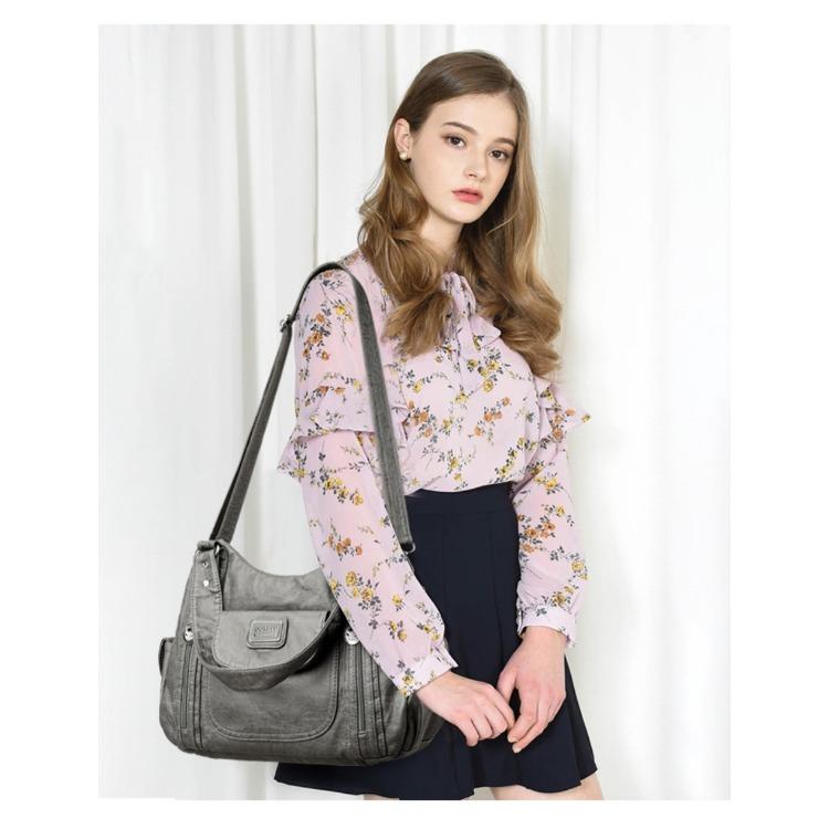 Retro Leather Shoulder Bag Female Multi-pockets Crossbody Bag Fashion Large Capacity Women Handbag New Messenger Bag Tote Purse