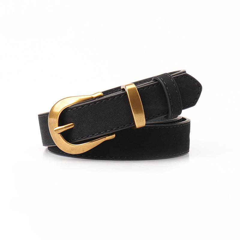 Womens Retro Pu Leather Belt With Metal Pin Buckle For Casual And Office Wear