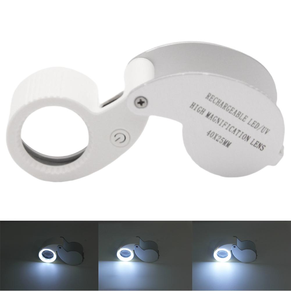 40X/60X Jewelers Loupe Magnifier with LED Light Pocket Folding Jewelers Loupe for Detecting Jewlers Identifying Type