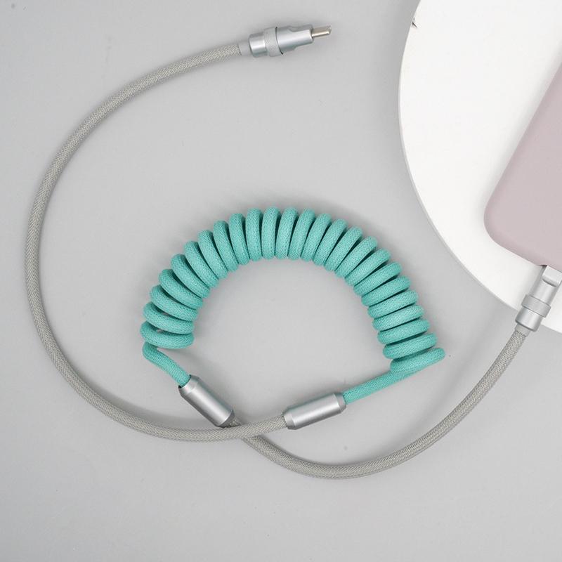 120W Federladekabel, Schnellladekabel, dehnbares Datenkabel, USB zu Typ C, Schnellladedatenleitung für iPhone 15, Samsung Huawei Android