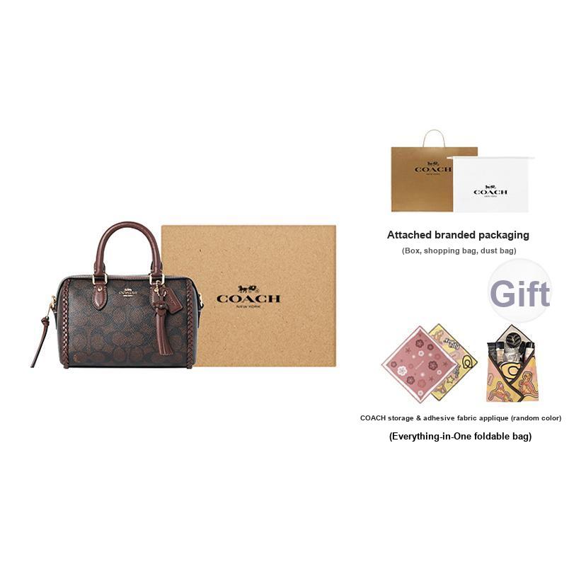 Coach Rowan 18 Classic Logo Tassel Detail Faux Leather Handbag Small Women handbags Walnut Maple-Brown CCF30-IMYF3