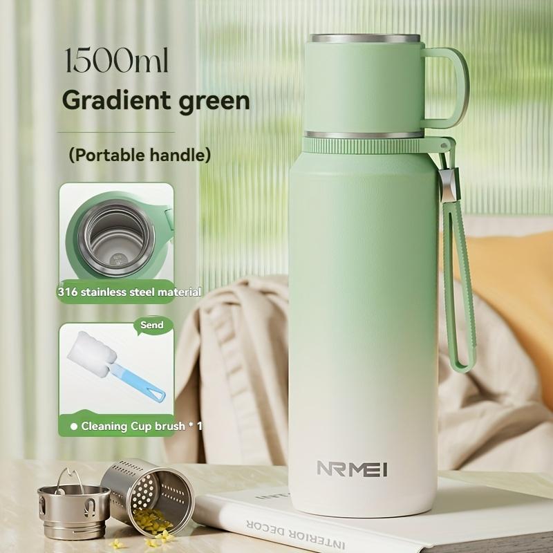 

24h insulated stainless steel tumbler with lid and portable handle, vacuum travel cup for camping outdoor sports hot cold drinks 800ml