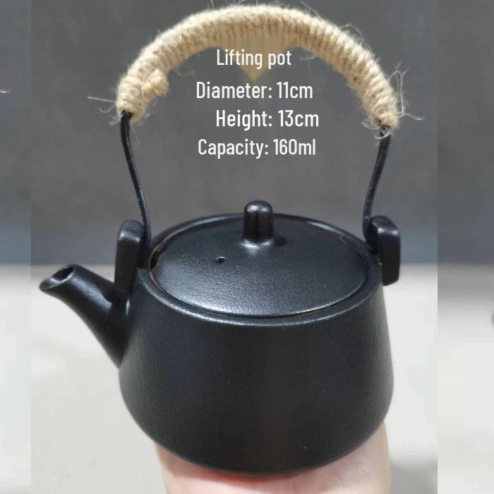 Special Clearance: Black Pottery Teapot Set - Japanese Retro Coarse Ceramic, Anti-Scald, Side Handle, Kung Fu Style
