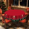 1 Piece Christmas Round And Square Tablecloth, Various Sizes, Cute Santa Claus And Snowflake Green Tablecloth Holly Berry Pattern Design Tablecloth Fo