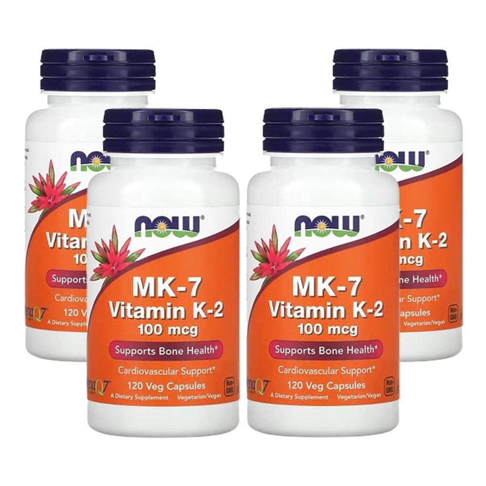 Now Foods MK-7 Vitamin K-2 300mcg Vegetable Capsules 60 Tablets 120 pcs 4 pcs