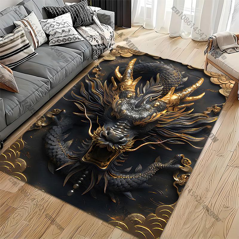 Majestic dragon detailed artwork carpet Yoga living room room decor children's crawling mat doormat area rug games mat