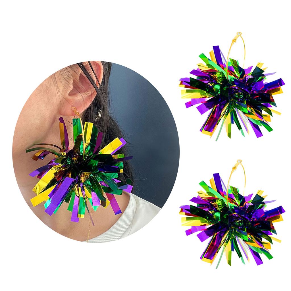 Festive Mardi Gras Festival Earrings Glitter Ball Earring Sparkling Poms Poms Earrings for Outdoor Karneval Celebrations