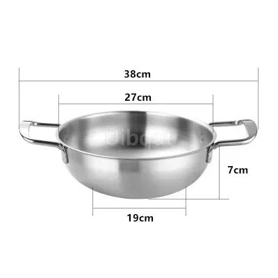 Stainless Steel Gold Golden Seafood Rice Pot Home Cooking Paella Pan Picnic Snack Plates Cookware Saucepan Dry Pots with Handle