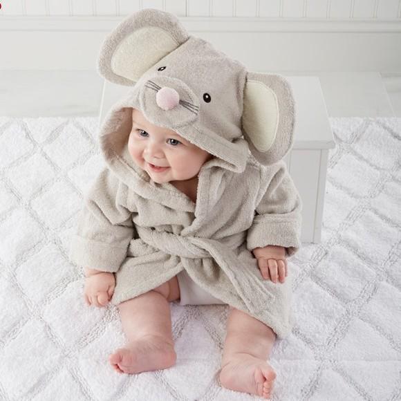 Animal-Shaped Hooded Bathrobe for Infants and Toddlers