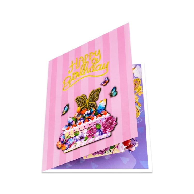 Delicate Cake Butterfly Design Foldable Greeting Card With Writing Space Handcrafted Birthday Card with Envelope