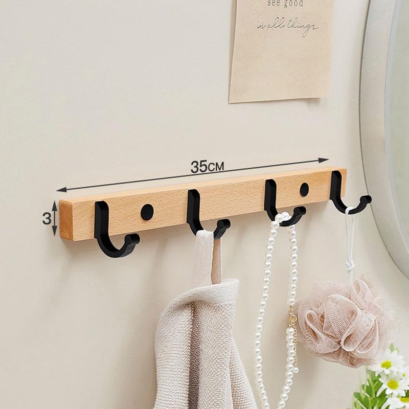 Houten Badkamerhaak Wandmontage Zwart/Wit Toilet Handdoekhaak Kledinghanger Boom Deurhaak Toilet Badkamer Hardware