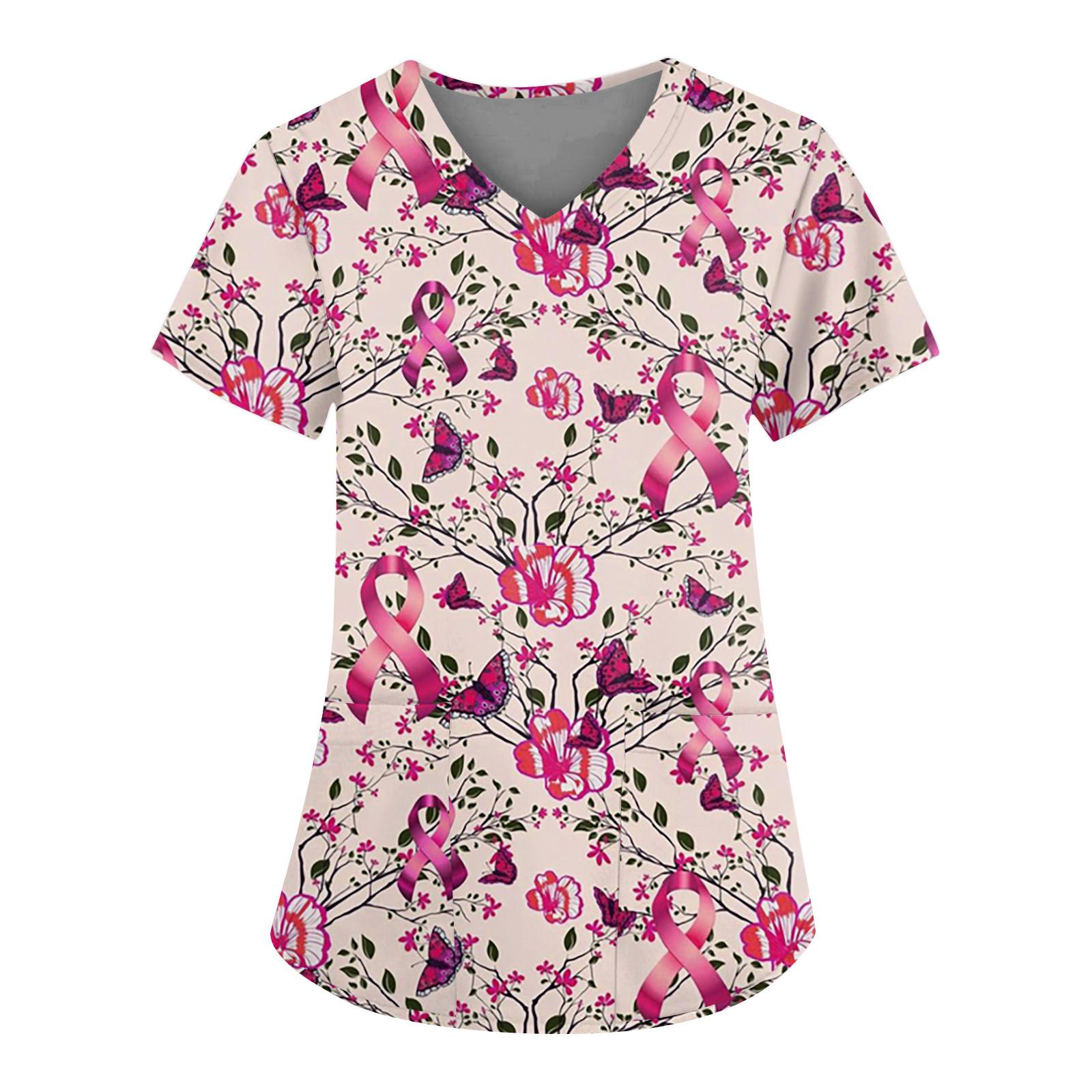 Женские топы с короткими рукавами и v-образным вырезом с цветочным принтом — фото 5