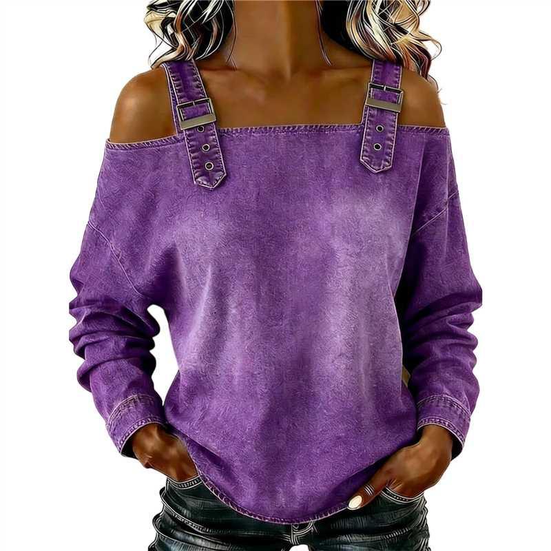 2026 Women's One-Shoulder Strap Long Sleeve Top for Spring, Summer, and Autumn