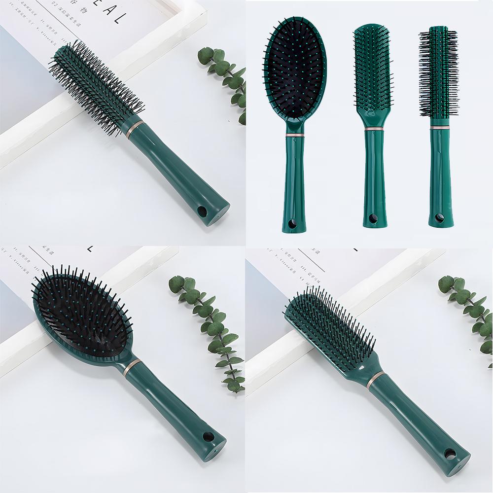 3pcs Green Hair Brush Scalp Massage Comb Hairbrush Women Wet Curly Detangle Hair Brush For Salon Hairdressing Styling Tools