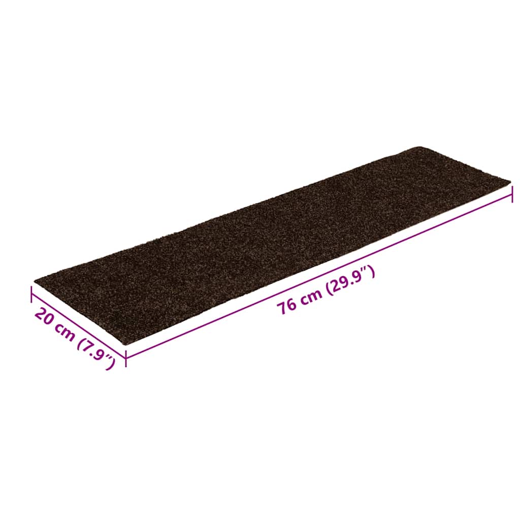 Self Adhesive Stair Treads 15 pcs 76 x 20 cm Brown Rectangular
