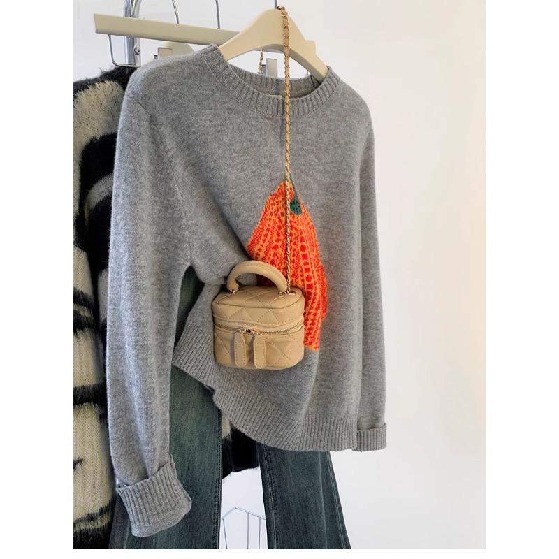 

Gray pumpkin pullover sweater women s autumn and winter high-end sense inner knitted bottoming shirt new winter thickened one size fits all серый