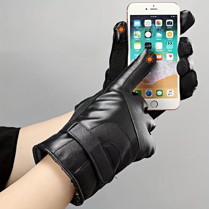 Men's Winter Warm Windproof Motorcycle Thick Fleece Outdoor Hiking Fishing Anti-Slip Touchscreen Gloves