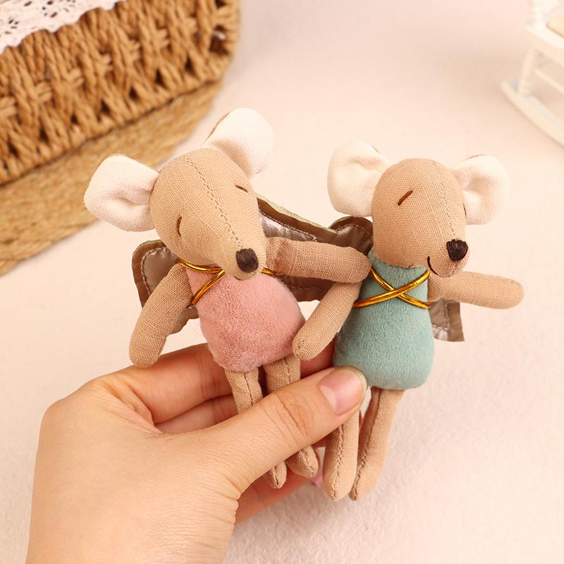 Kawaii Fabric Mouse Doll Thumb Doll Toy Cute Angel Wings Mouse Dolls Toys Soft Plush Toy Home Decoration For Kid Gifts