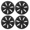 4PCS Wheel Hub Cap Matte Black High Strength Textured Design Replacement for Tesla Model Y 2020‑2023