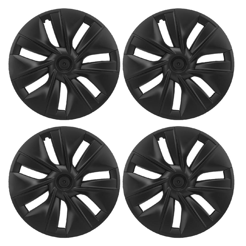 4PCS Wheel Hub Cap Matte Black High Strength Textured Design Replacement for Tesla Model Y 2020‑2023