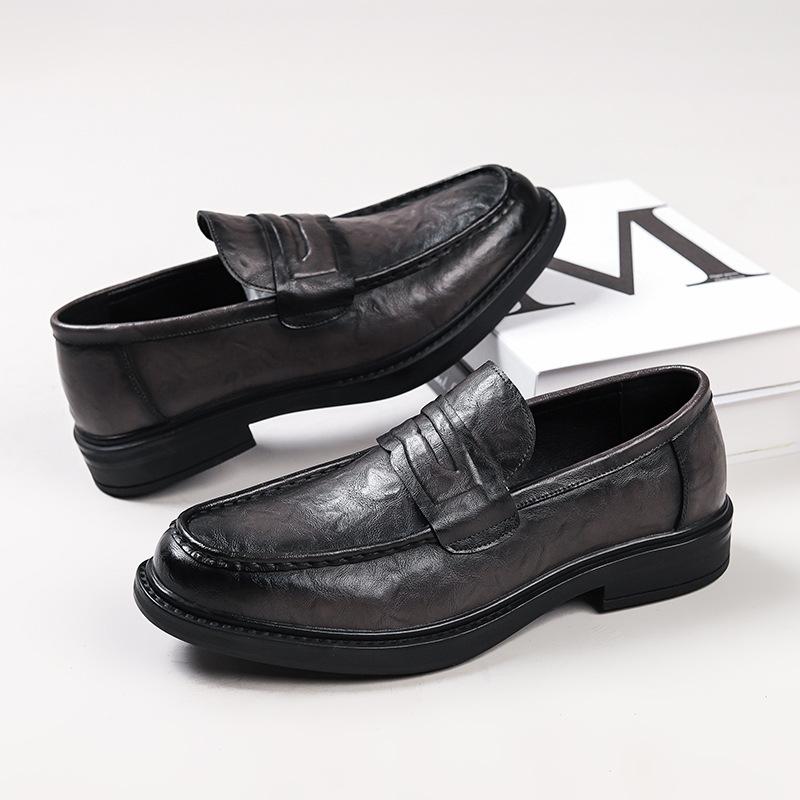 Leather shoes men's genuine leather one-pedal fashion casual Doudou shoes autumn and winter foot cover British style versatile shoes 41018-W