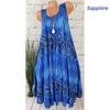 FASHION Women's Round Neck Digital Flower Printed Dress Sleeveless Plus Size Mini Dress S-5XL