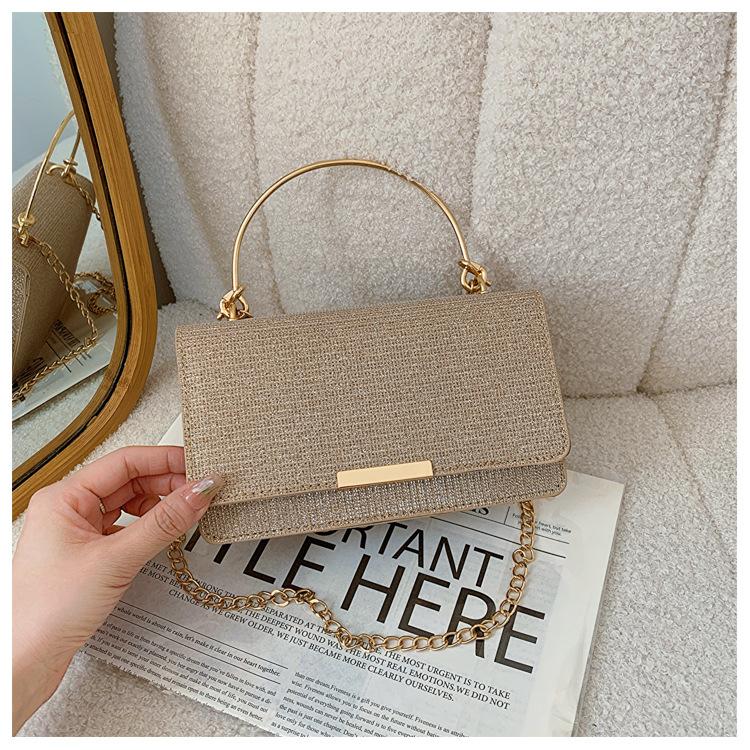 2025 New Casual Fashion Trend Simple Chain Fashion Metal Portable Shoulder Crossbody Small Square Bag