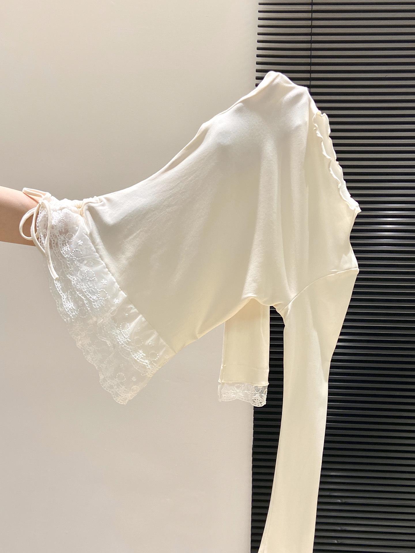 

Women s Slim Fit High Neck Lace Trim Drawstring Long Sleeve Top for Autumn/Winter S [80-90 jin] абрикосовый