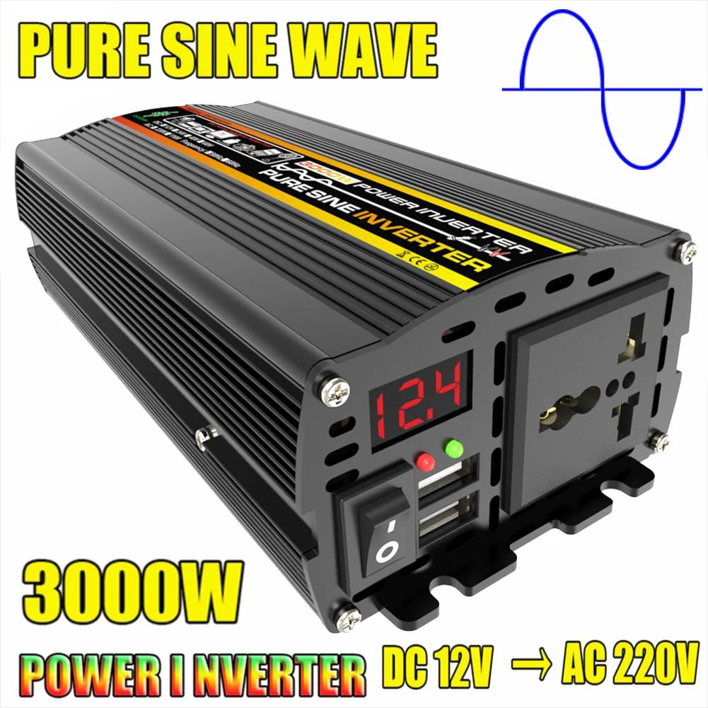 3000/4000/6000/8000W Car Voltage Transformer LED Display Vehicle Smart Inverter Dual USB AC 12V To DC 220V for Vehicle Appliance