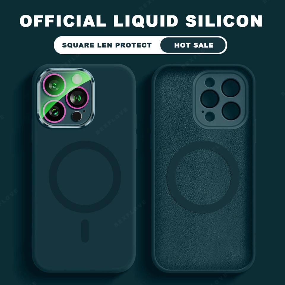 Liquid Silicone Magnetic Phone Case For iPhone 15 14 16 Plus 11 12 13 16 Pro Max Magsafe Wireless Charge Protector Soft Cover