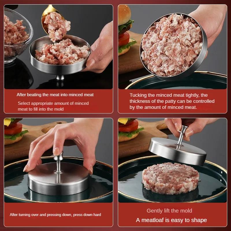 304 Edelstahl Hamburger Patty Form DIY Reis Patty Rindfleisch Ei Gemüse Gebraten Presse Rolle Hamburger Küchenhelfer