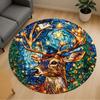 1pc Christmas, Deer Round Chair Mat Area Rug - Non-Slip, Floor Mat for Office, Bedroom, and Indoor Decor C1125029