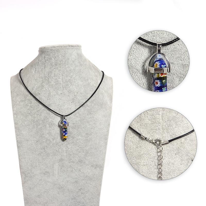 1Pc Hexagon Pillar Stone Necklace Bullet Pendant Choker Necklace Fashion Jewelry Gift