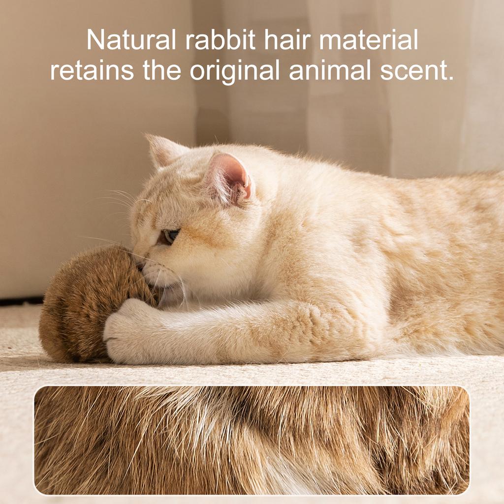 8cm Faux Fur Cat Balls Toy for Indoor Pet Kitten Teething Chasing & Self Play