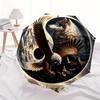 Wolf and Eagle Yin Yang Symbol Circular Art Print Poster Umbrella, Cute Umbrella with Cute Design, Portable 3-Fold Compact Umbrella for Men & Women, V