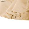 ZANZEA Women Elegant Square Collar Casual Short Sleeve A-Line Long Dress