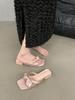 Slippers female summer outer wear fairy thick heel bow sandals with skirt beach shoes