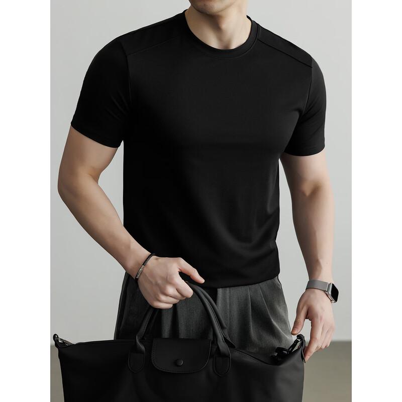 Hengyuanxiang Men's Round Neck Short Sleeve Base Layer T-Shirt