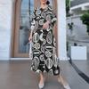 ZANZEA Women Casual Round Neck Loose 3/4 Sleeve Print Dress