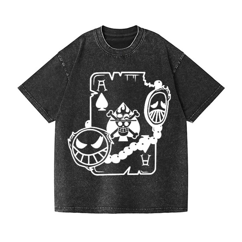 One Piece Vintage Wash Japanese Design T-Shirt High-quality Streetwear Men's Clothing 2026 Summer New Wash T Shirt