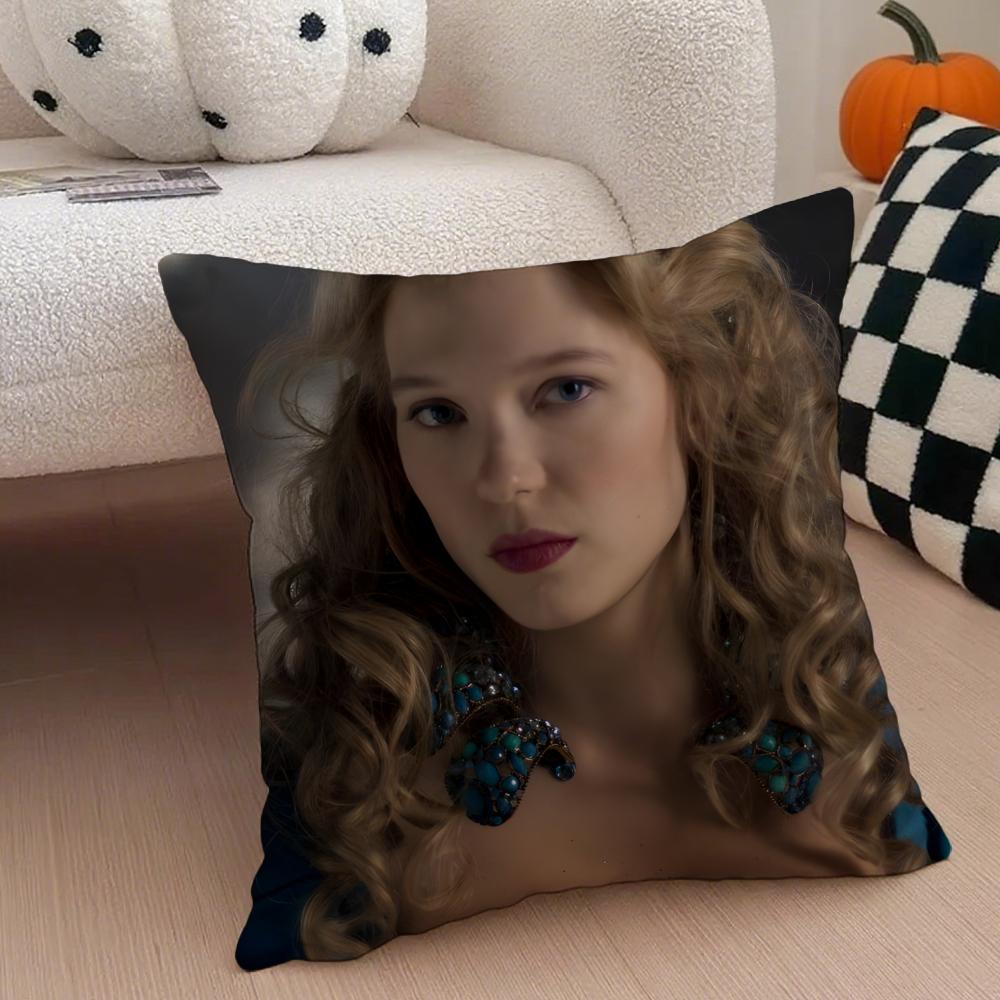 LLea Seydoux Cushion Cover Throw Pillow Cover Hidden Button Durable Polyester Chair Cushion