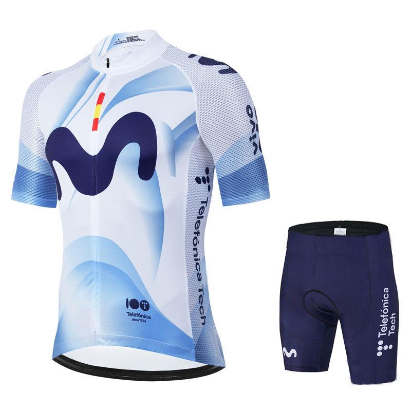 Movistar Pro Team Summer Cycling Jersey Suit Men's Breathable Mountain Bicycle Clothing Set Bike Mountain Maillot Ropa Ciclismo