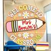 Teacher Door Sign For Classroom Door Decorations Classroom Welcome Sign for Teachers, Wood School Plaque with Rope Cord for First Day Entry Display